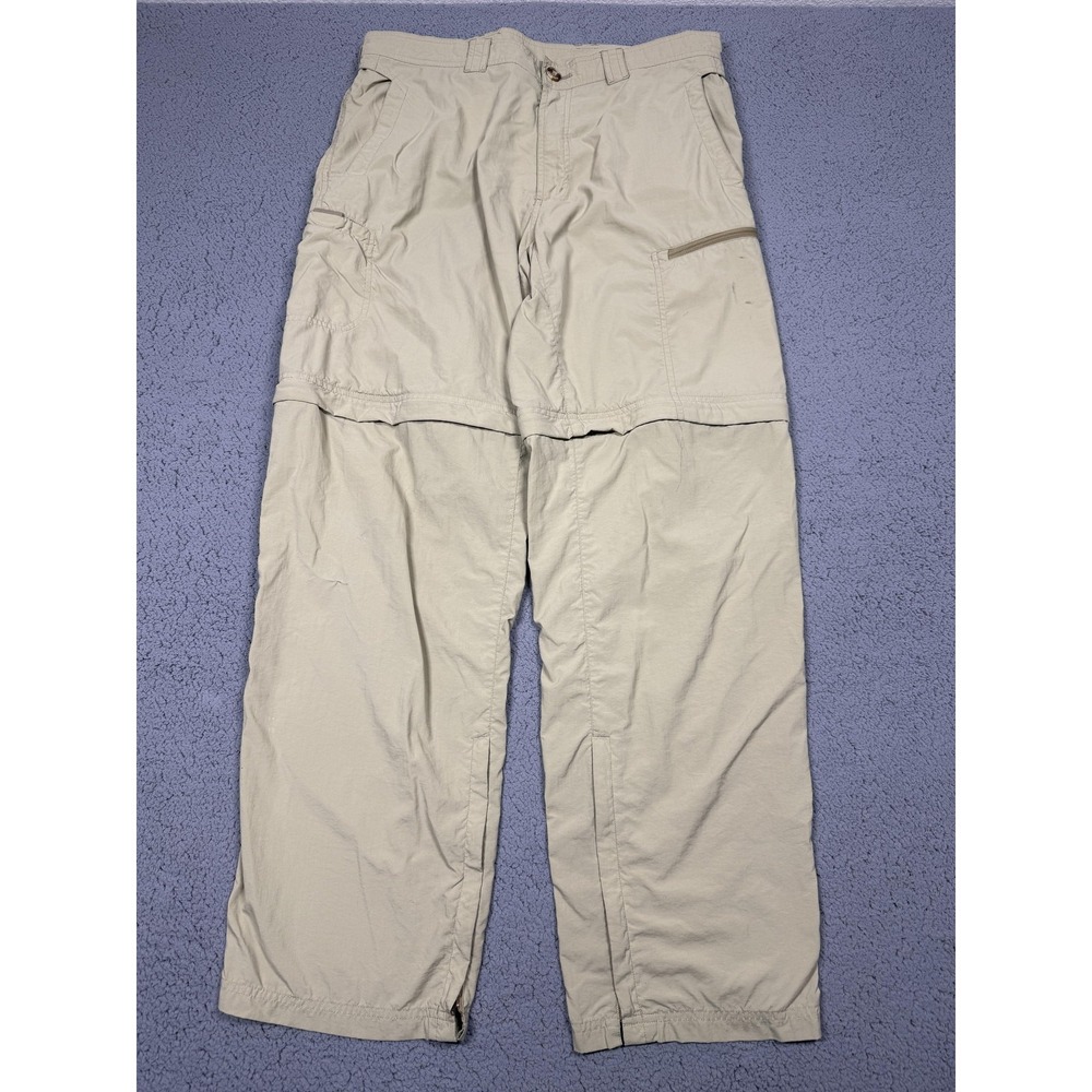ExOfficio Convertible Pants Mens‎ 36 Beige Insect Shield Hiking Nylon Zip Off